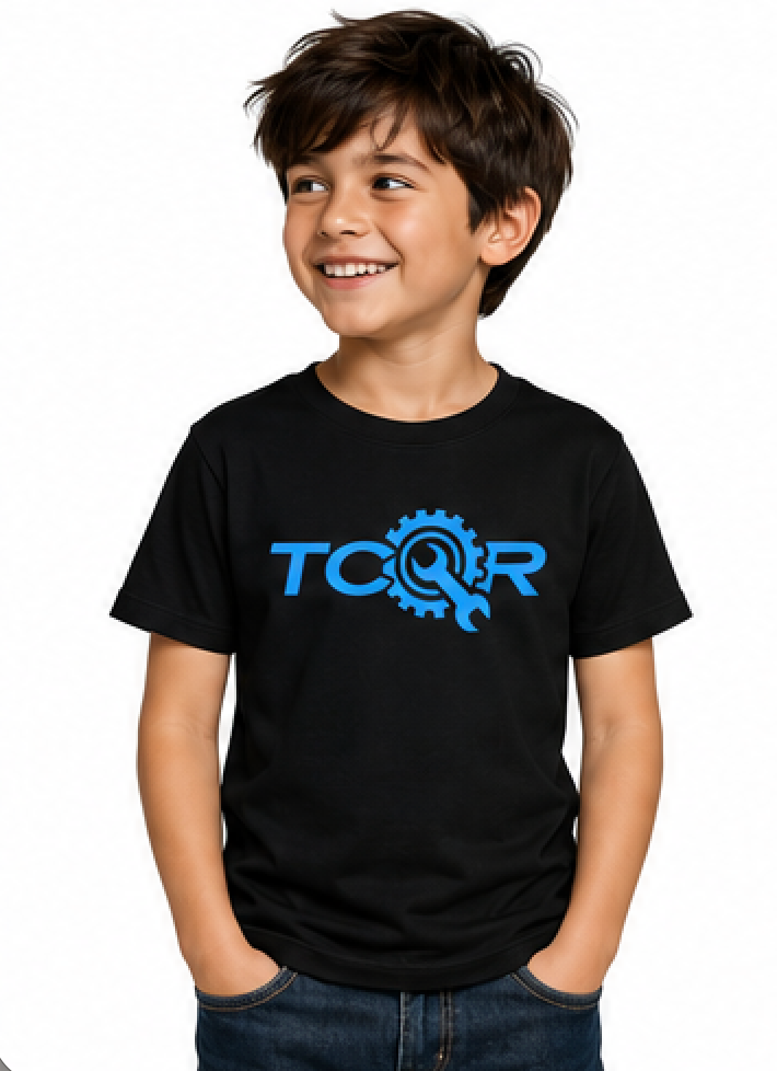 T-shirt Enfant TCQR Noir Logo BLEU