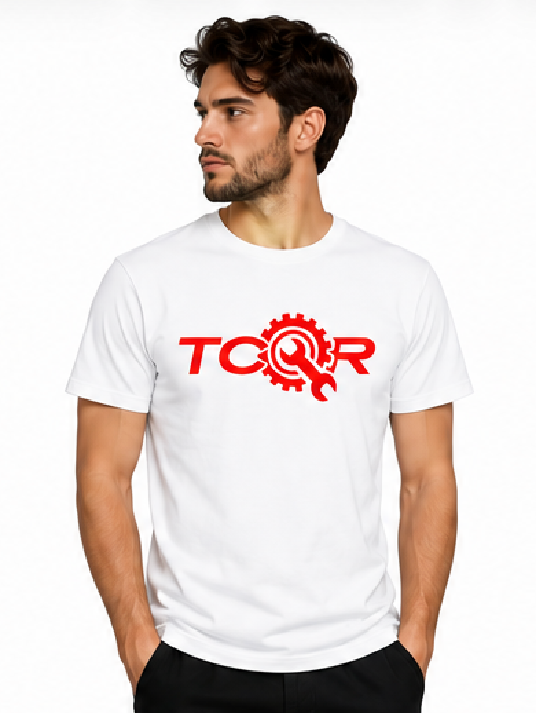 T-shirt TCQR Blanc Logo ROUGE