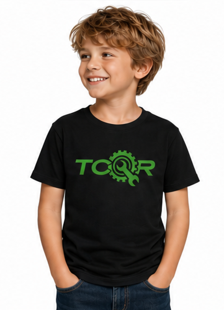 T-shirt Enfant TCQR Noir Logo VERT