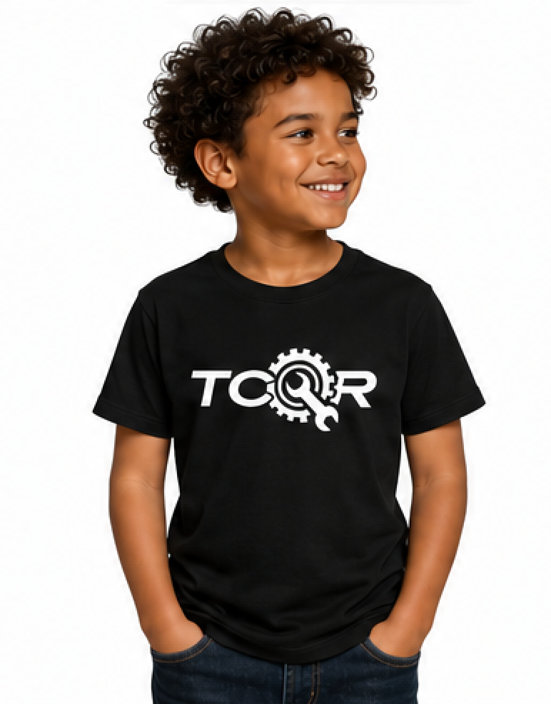 T-shirt Enfant TCQR Noir Logo BLANC