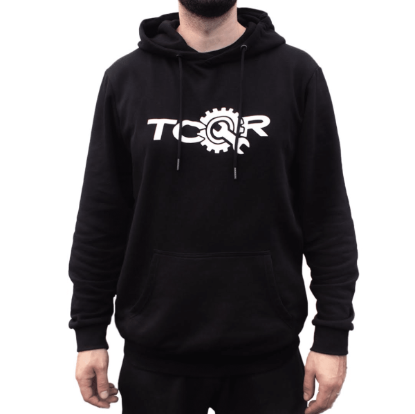 Sweat à Capuche TCQR noir Logo BLANC