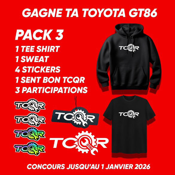 PACK 3 - CONCOURS GT86 T-shirt +Sweat + autocollants et sent bon TCQR
