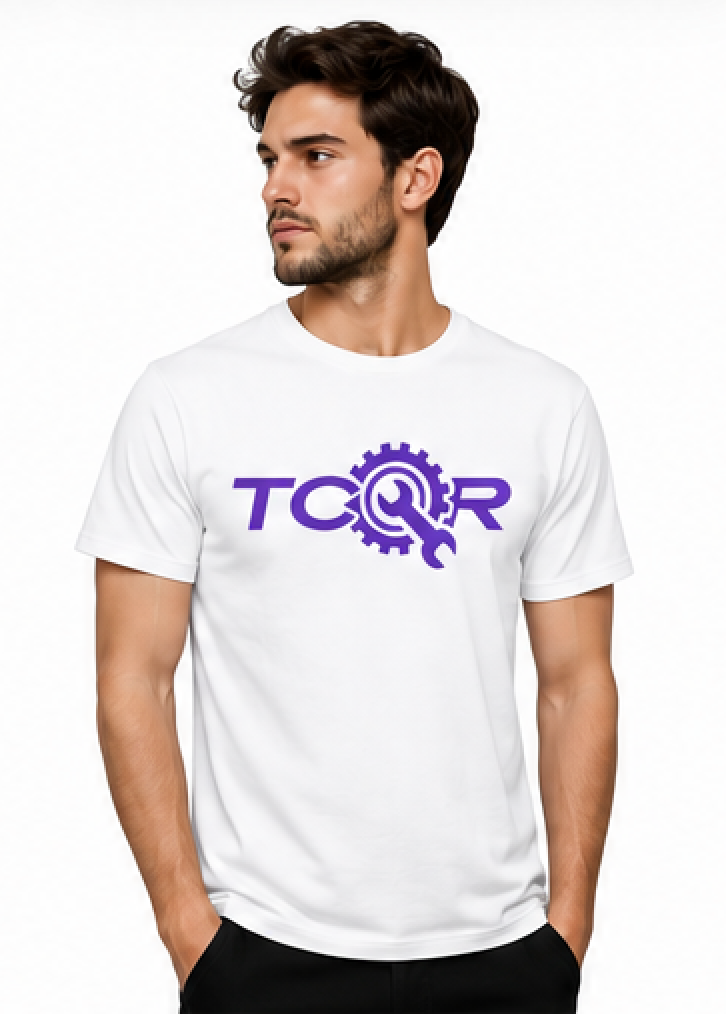 T-shirt TCQR Blanc Logo VIOLET