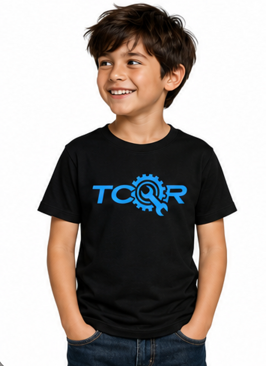 T-shirt Enfant TCQR Noir Logo BLEU