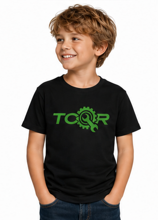 T-shirt Enfant TCQR Noir Logo VERT