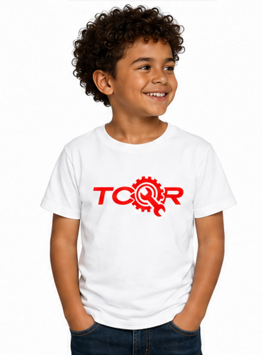 T-shirt Enfant TCQR Blanc Logo ROUGE