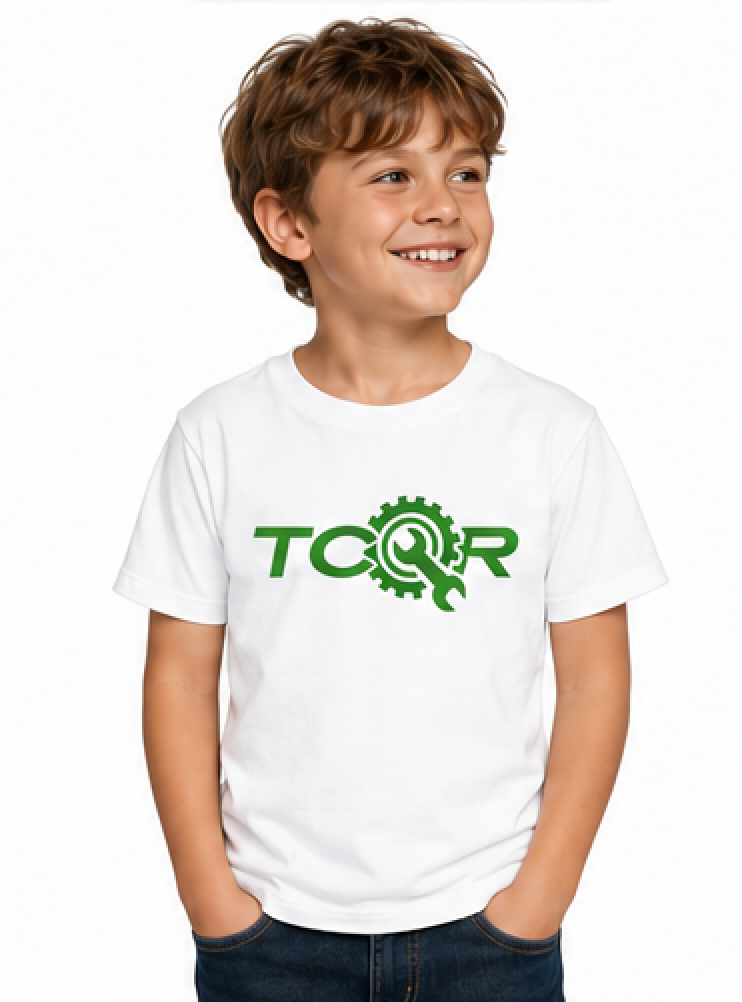 T-shirt Enfant TCQR Blanc Logo VERT