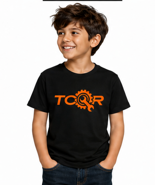 T-shirt Enfant TCQR Noir Logo ORANGE