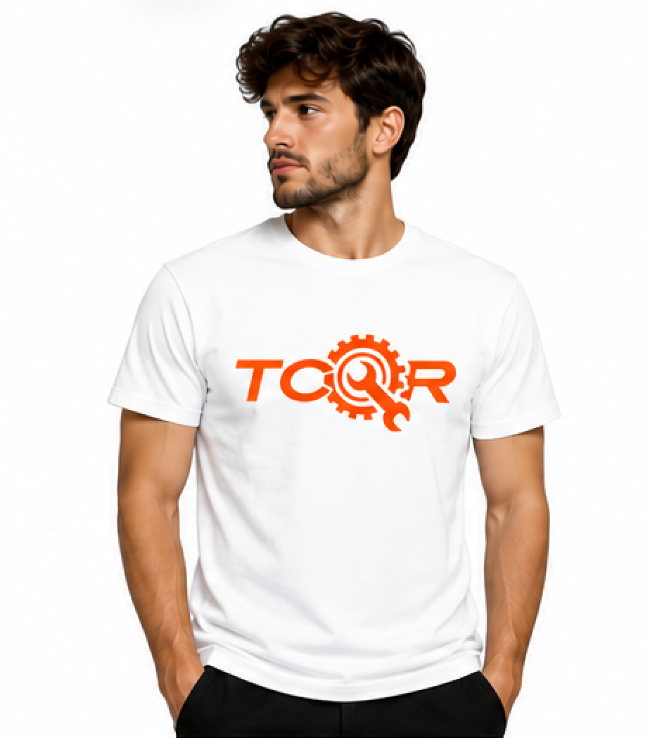 T-shirt TCQR Blanc Logo ORANGE