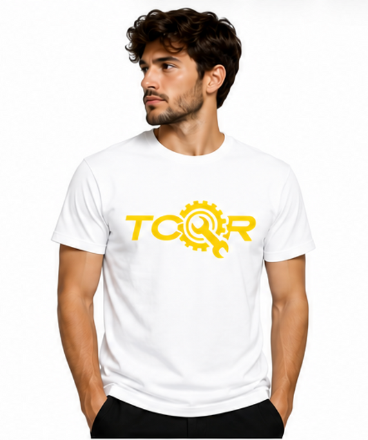 T-shirt TCQR Blanc Logo JAUNE