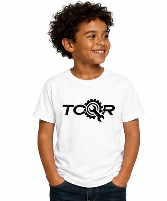 T-shirt Enfant TCQR Blanc Logo Noir