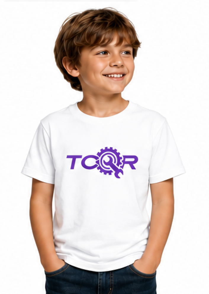 T-shirt Enfant TCQR Blanc Logo Violet