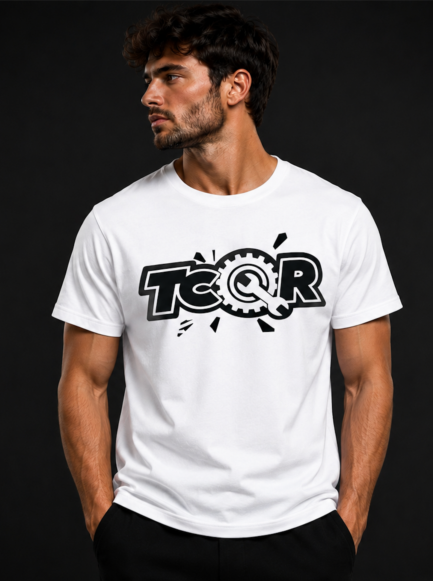 T-shirt TCQR logo Street blanc