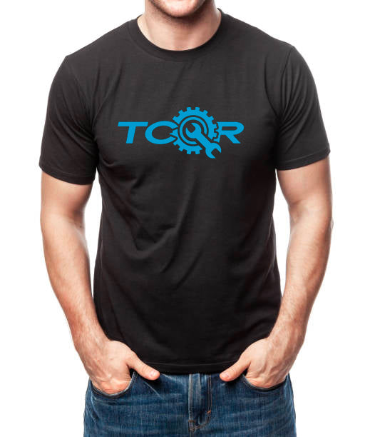 T-shirt TCQR noir Logo BLEU