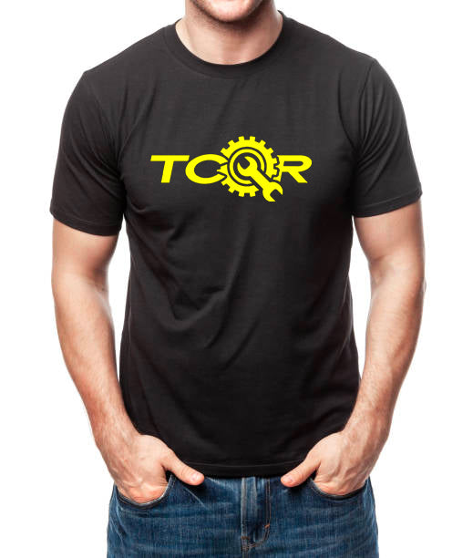 T-shirt TCQR Noir logo JAUNE