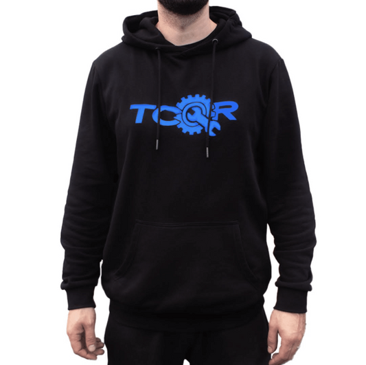 Sweat à Capuche TCQR noir Logo BLEU