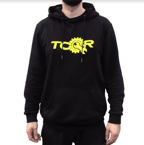 Sweat à Capuche TCQR noir Logo JAUNE